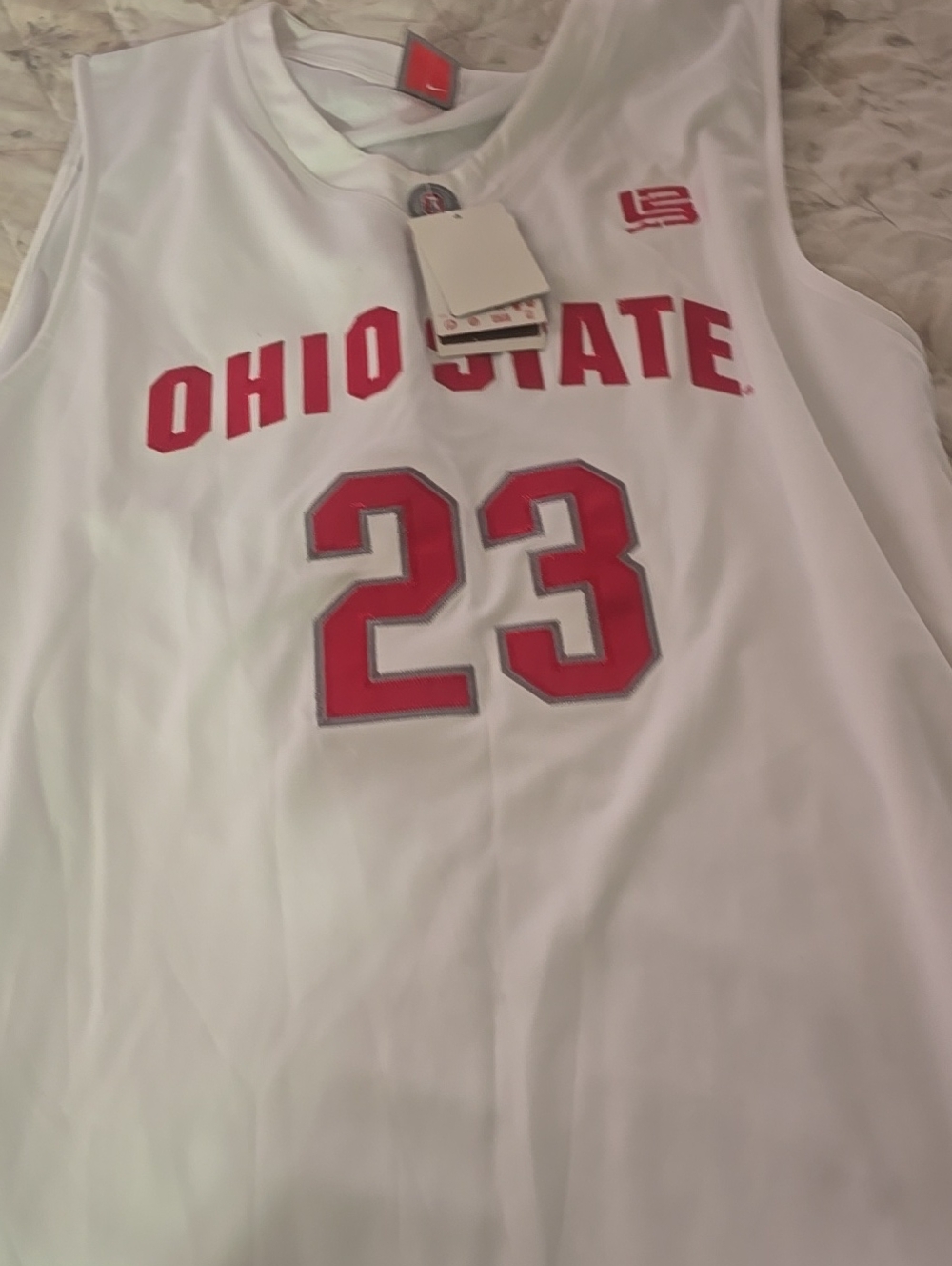 Nike White and Red Ohio State Basketball Jersey #23